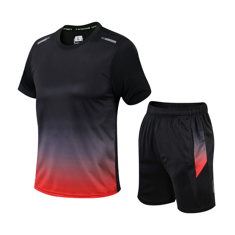 Herre To Delt Sportssæt - Kortærmet T-Shirt Med Gradient Og Shorts