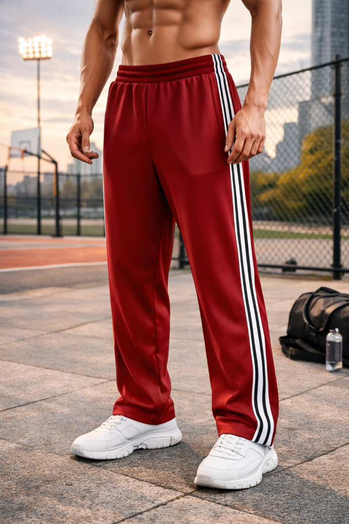 Herre Track Pants med Sidestriber - Lige Ben