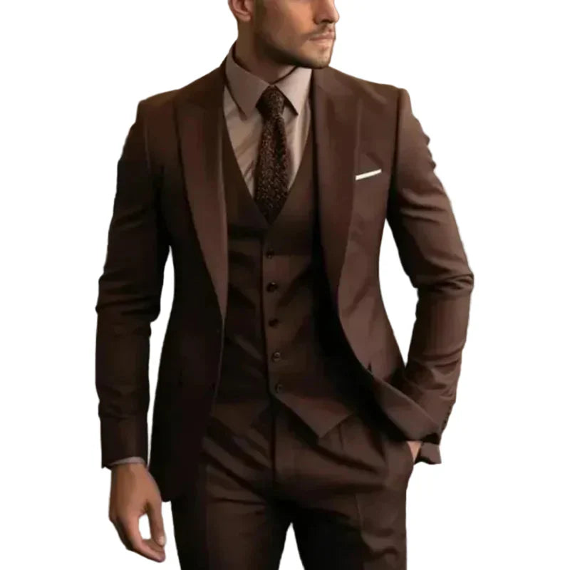 Herre Tre Delt Sæt - Slim Fit med Blazer, Vest og Bukser