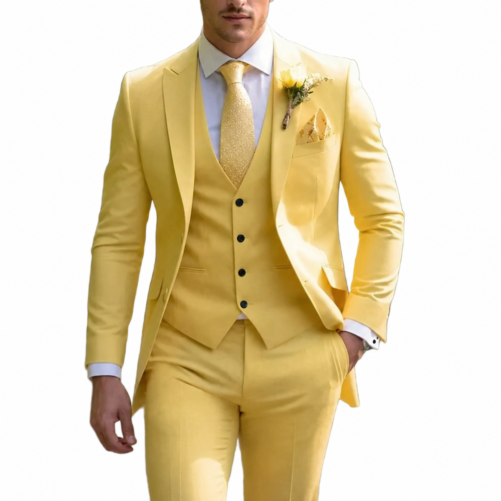 Herre Tre Delt Sæt - Slim Fit med Blazer, Vest og Bukser