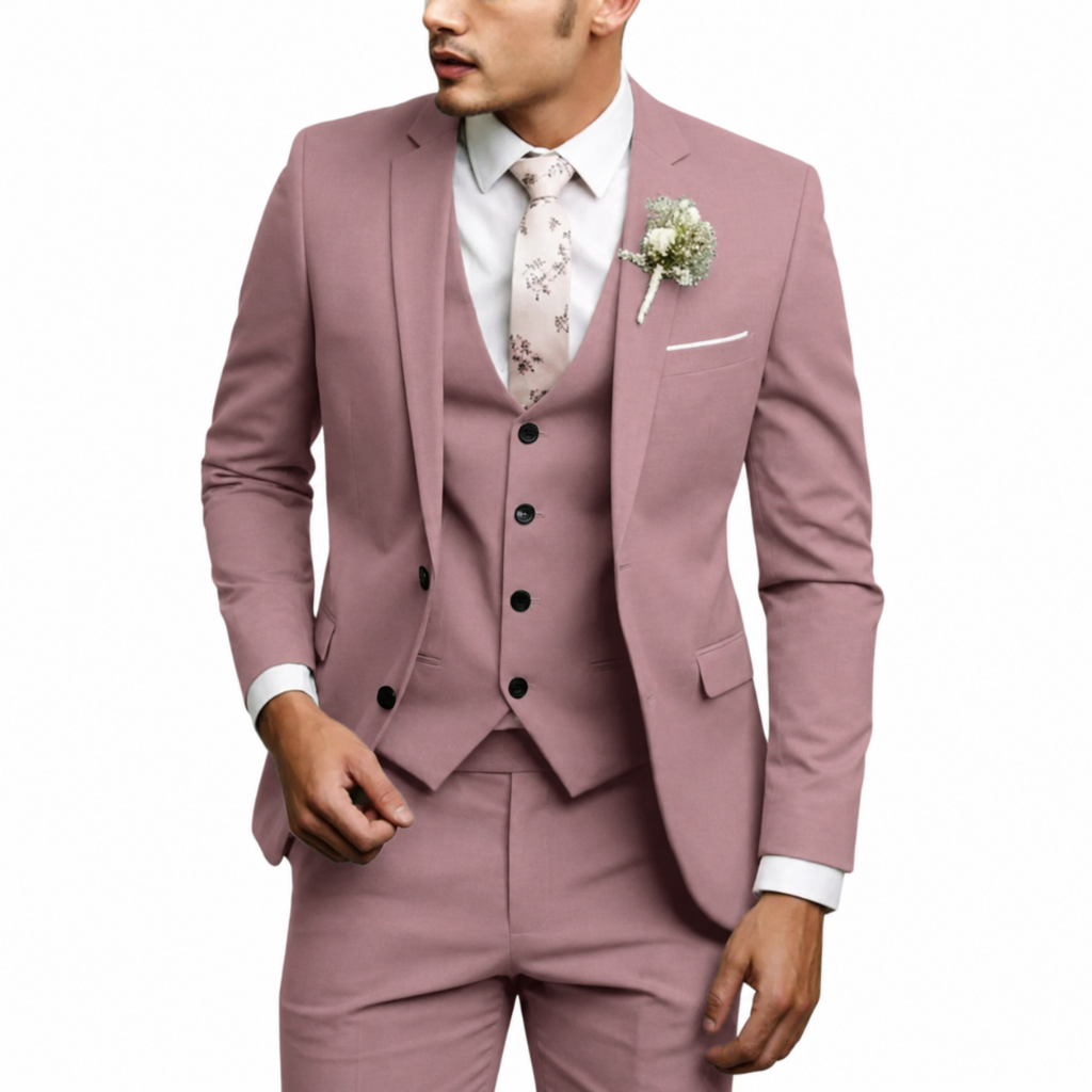Herre Tre Delt Sæt - Slim Fit med Blazer, Vest og Bukser