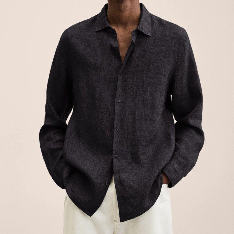 Herreskjorte med lange ærmer og knaplukning - Spread Collar