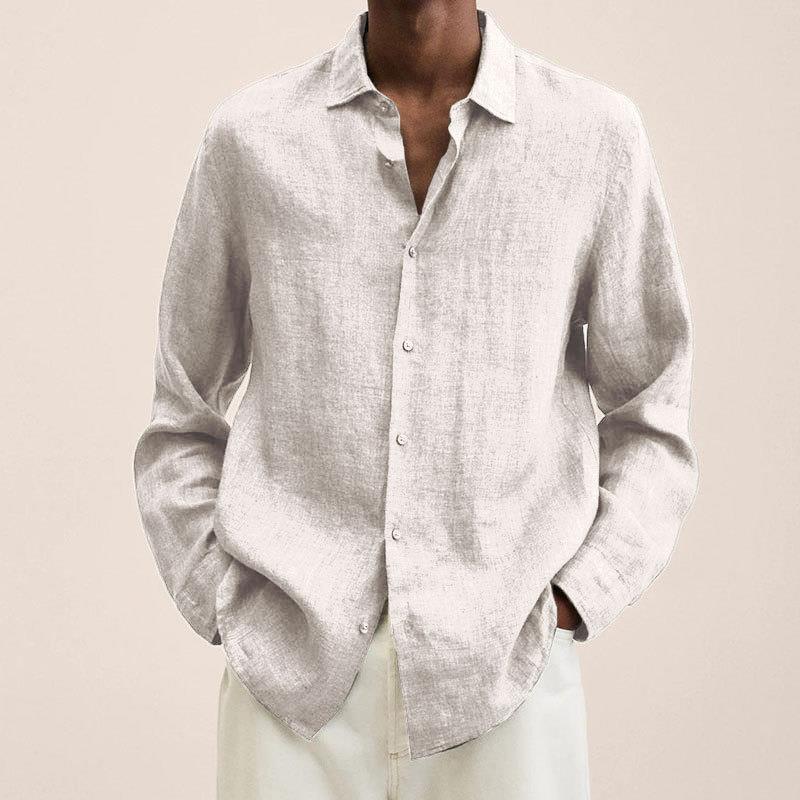 Herreskjorte med lange ærmer og knaplukning - Spread Collar