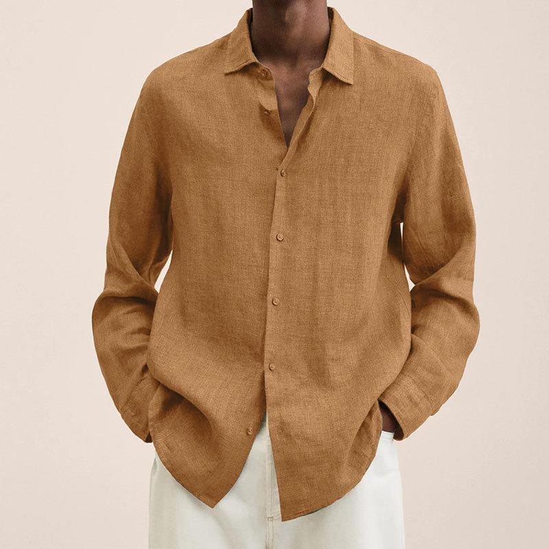 Herreskjorte med lange ærmer og knaplukning - Spread Collar