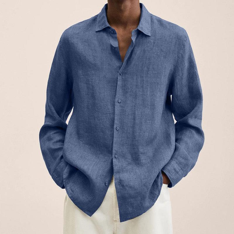 Herreskjorte med lange ærmer og knaplukning - Spread Collar