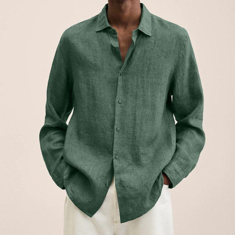 Herreskjorte med lange ærmer og knaplukning - Spread Collar