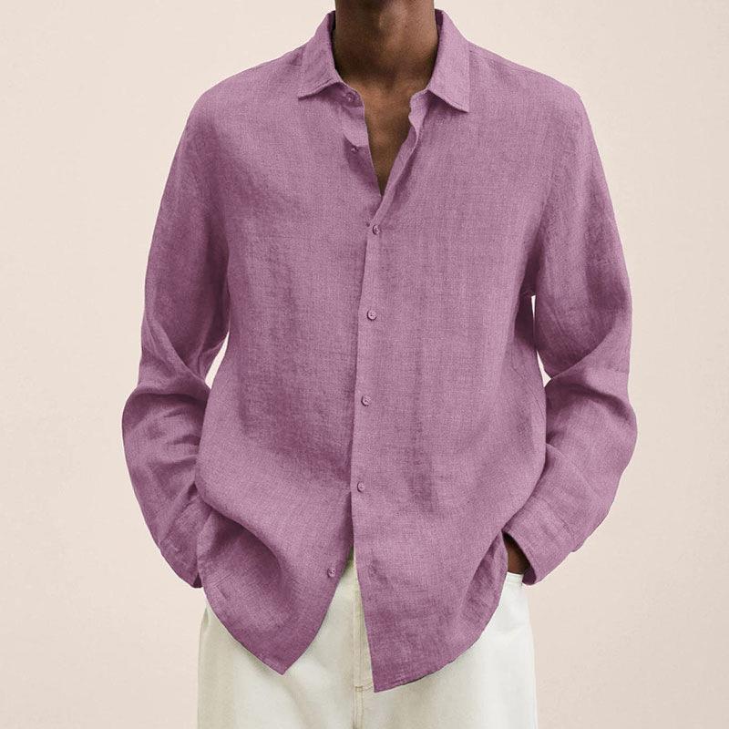 Herreskjorte med lange ærmer og knaplukning - Spread Collar