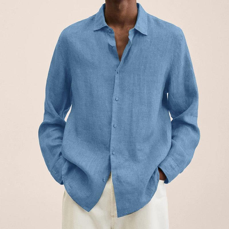 Herreskjorte med lange ærmer og knaplukning - Spread Collar