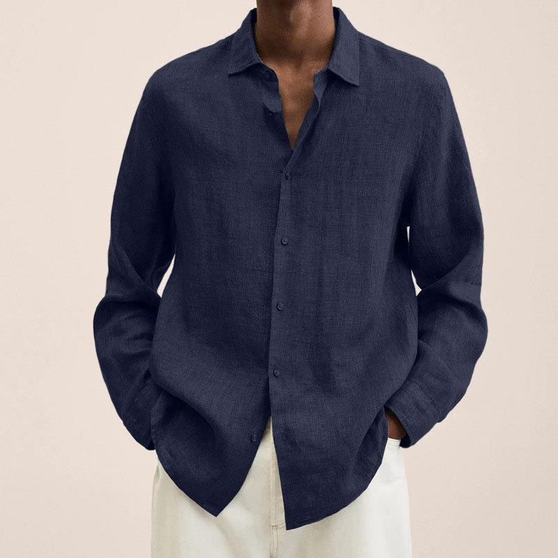 Herreskjorte med lange ærmer og knaplukning - Spread Collar