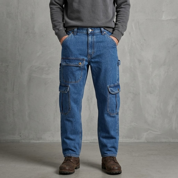 Jeans med lige ben og lommer denim blue 