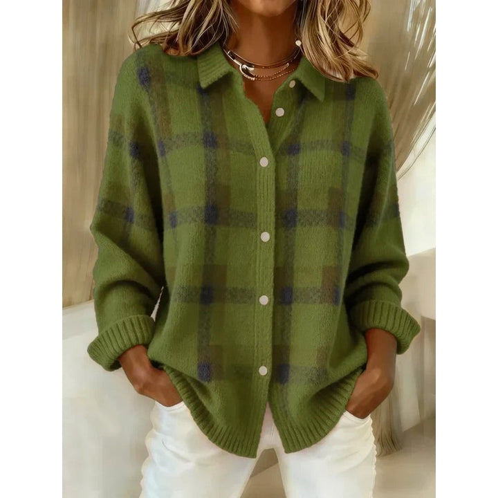 Cardigan med skotskternet mønster - Oversized fit
