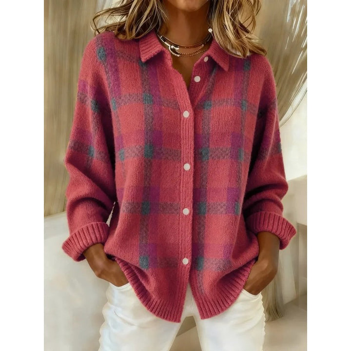 Cardigan med skotskternet mønster - Oversized fit