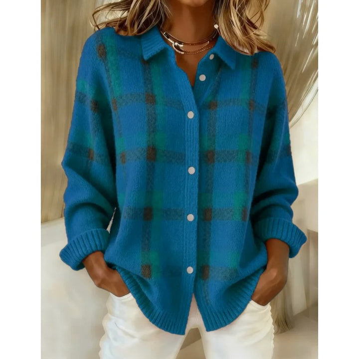 Cardigan med skotskternet mønster - Oversized fit