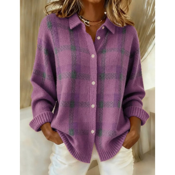 Cardigan med skotskternet mønster - Oversized fit