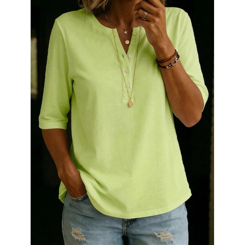 Dame Henley Top - Løst fit