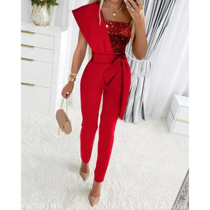 Dame Jumpsuit med Ét Skulderparti - Slim Fit Bukseben