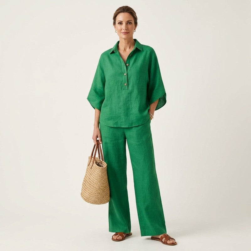 Dame Sæt - Cropped Top og Wide Leg Bukser