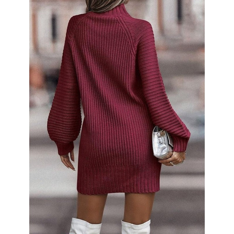 Dame Strikkjole med Rullekrave - Mini Bodycon