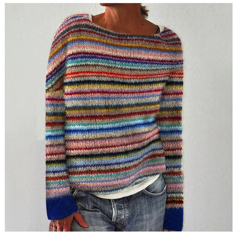 Dame Strikpullover - Ribbestrikkede Manchetter