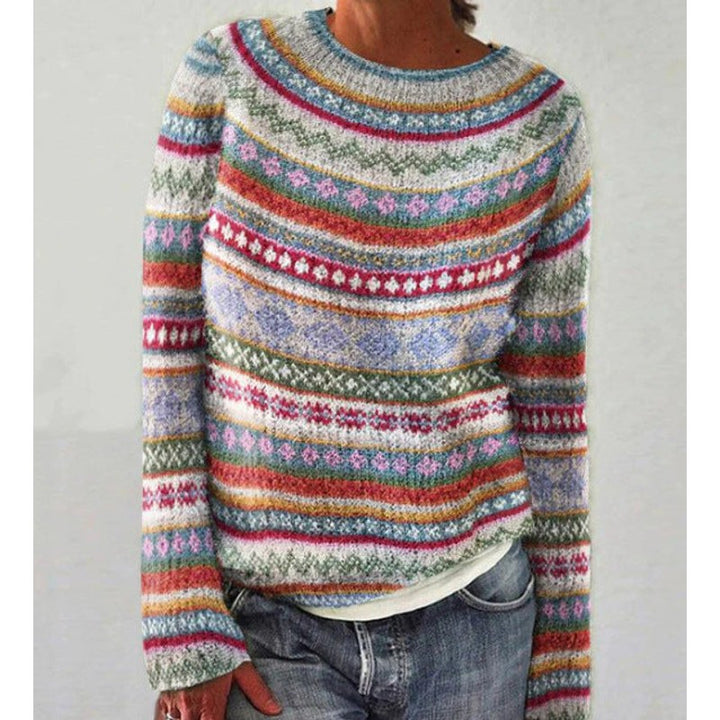 Dame Strikpullover - Ribbestrikkede Manchetter