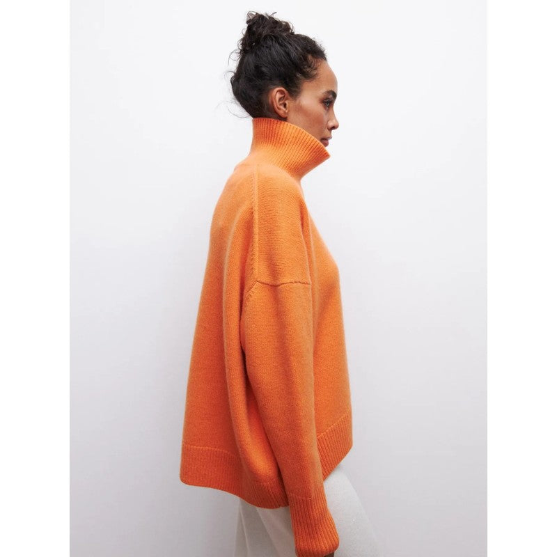 Dame Turtleneck Sweater Oversized - Ensfarvet