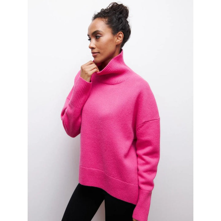 Dame Turtleneck Sweater Oversized - Ensfarvet