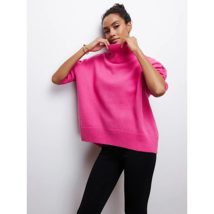Dame Turtleneck Sweater Oversized - Ensfarvet