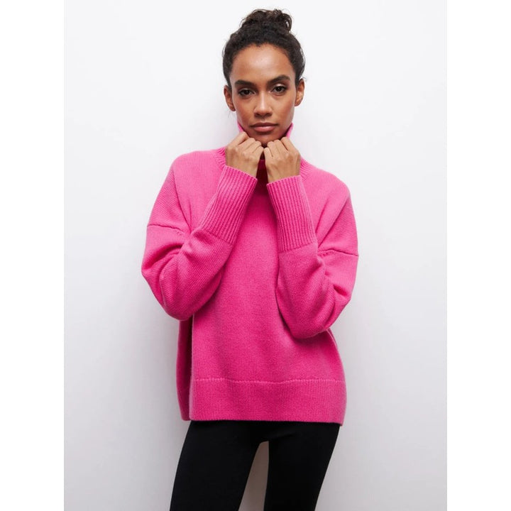 Dame Turtleneck Sweater Oversized - Ensfarvet