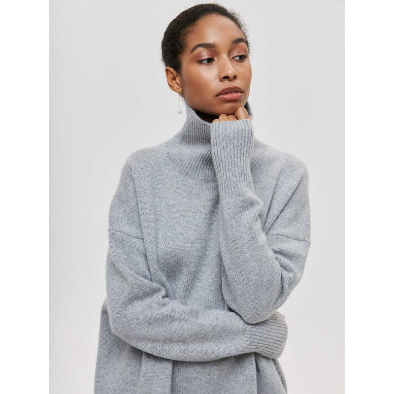 Dame Turtleneck Sweater Oversized - Ensfarvet