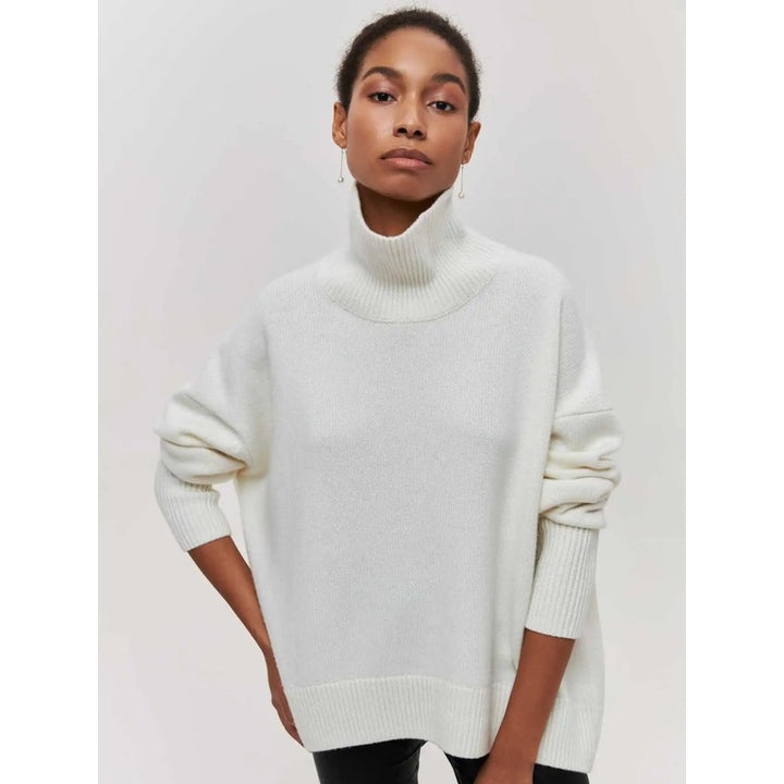 Dame Turtleneck Sweater Oversized - Ensfarvet