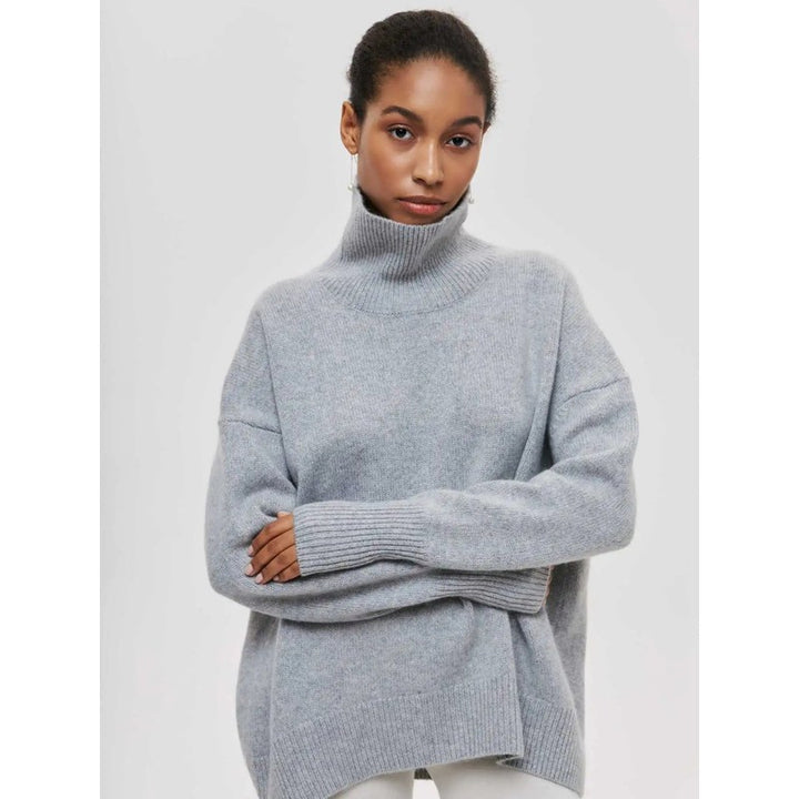 Dame Turtleneck Sweater Oversized - Ensfarvet