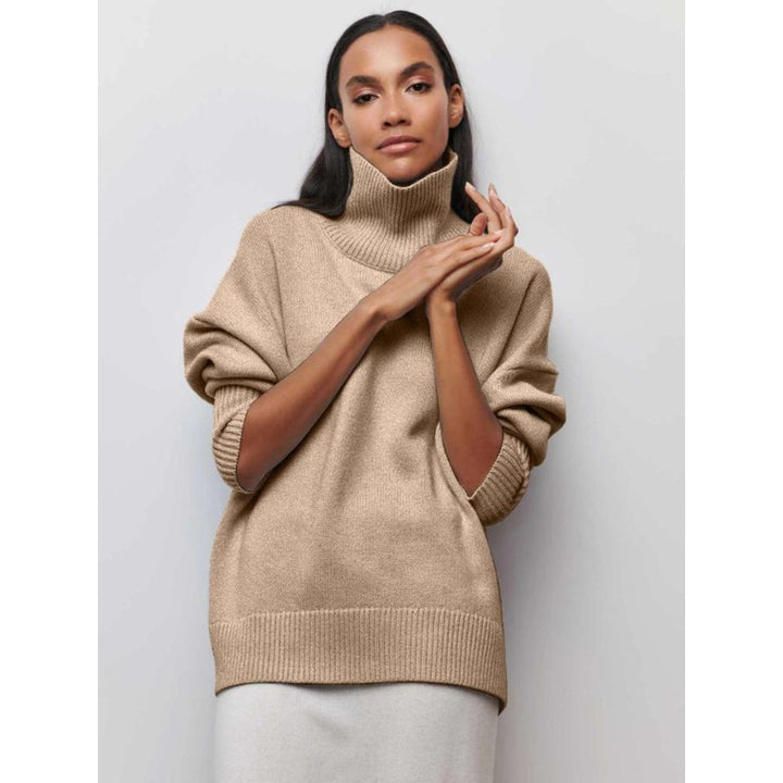 Dame Turtleneck Sweater Oversized - Ensfarvet