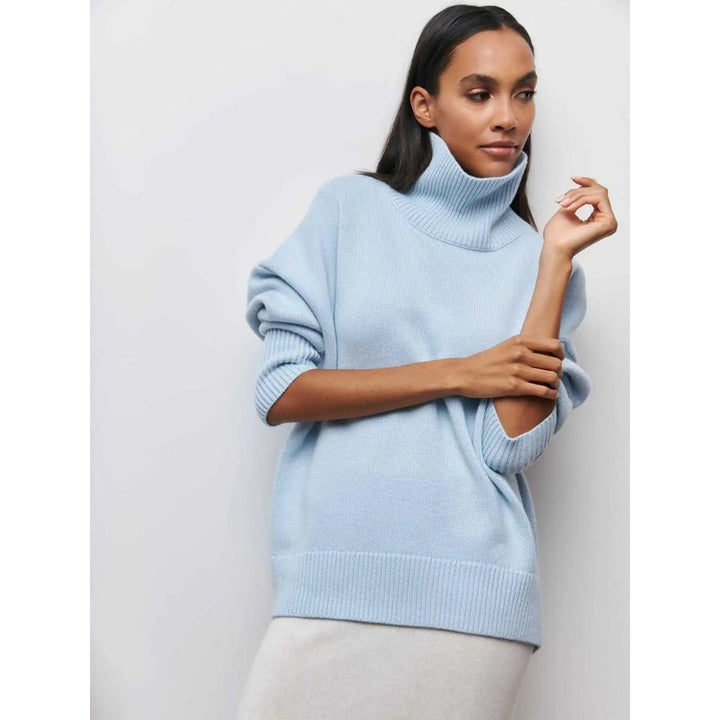 Dame Turtleneck Sweater Oversized - Ensfarvet