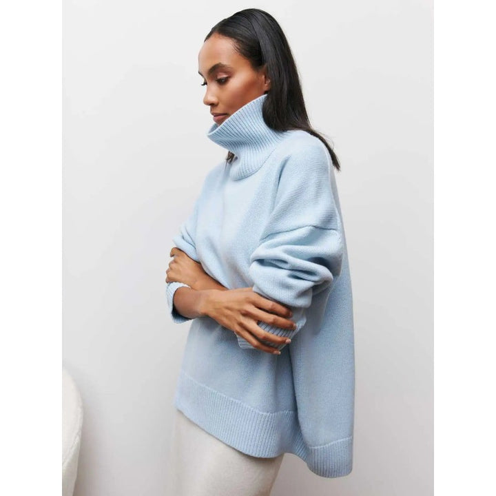 Dame Turtleneck Sweater Oversized - Ensfarvet