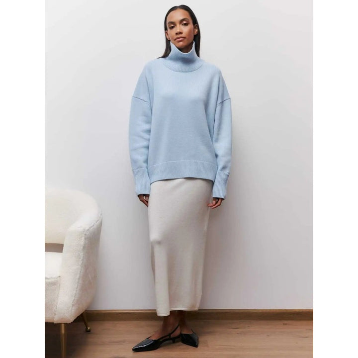 Dame Turtleneck Sweater Oversized - Ensfarvet