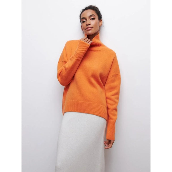 Dame Turtleneck Sweater Oversized - Ensfarvet