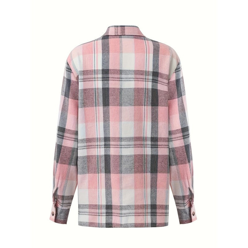 Damebluse med langærmet skjorte - Stribet mønster
