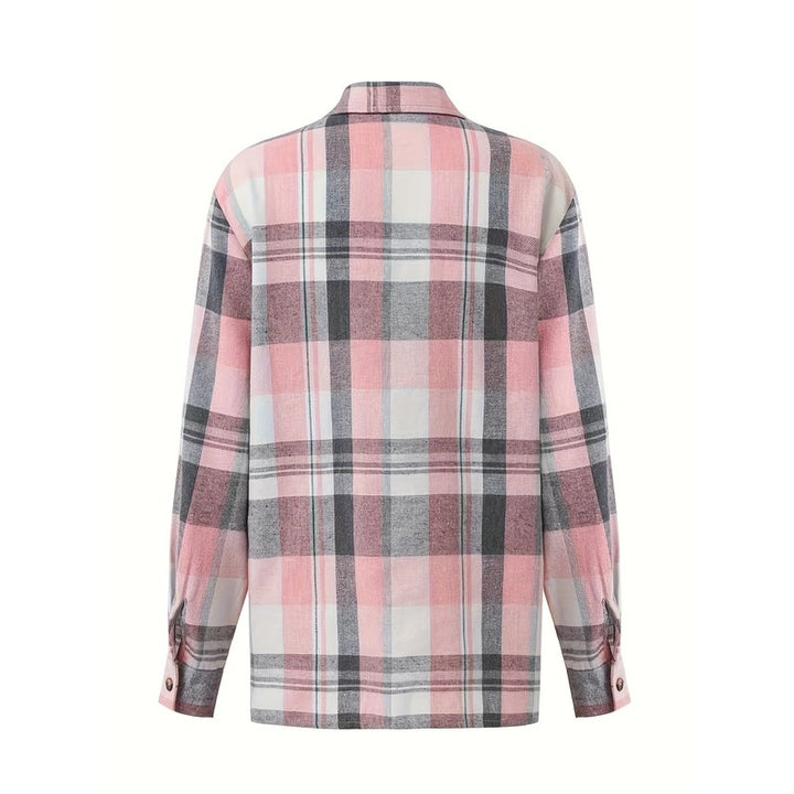Damebluse med langærmet skjorte - Stribet mønster