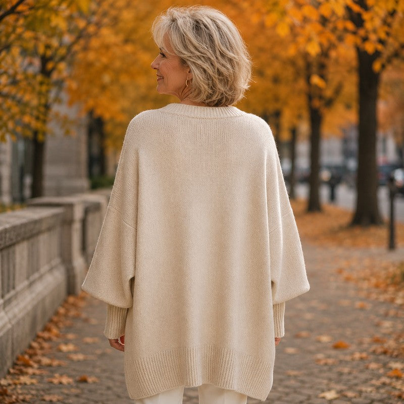 Dameoversized trøje - Rund hals og batwing ærmer