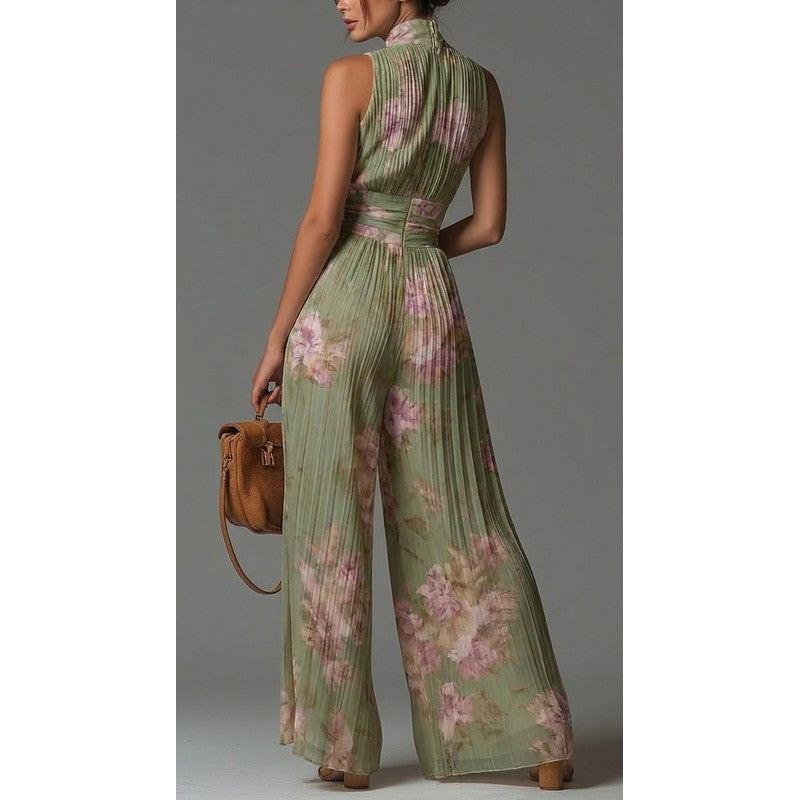 Dames Jumpsuit med Vide Ben - Blomstermønster