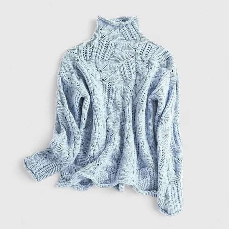 Dames Sweater - Kablede strik med turtleneck