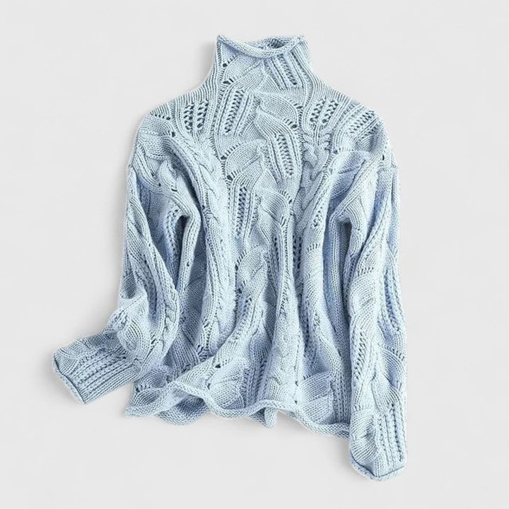 Dames Sweater - Kablede strik med turtleneck