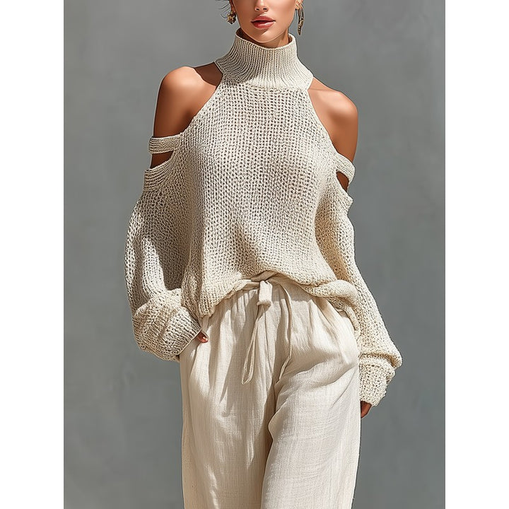 Dames Tweedelige Set - Oversized Top og Vidde Bukser