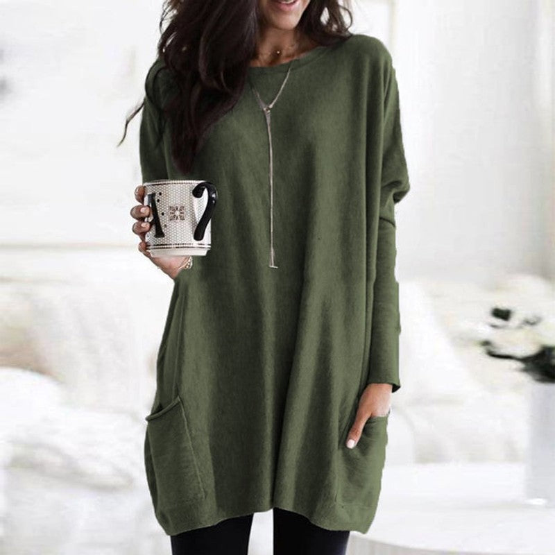 Dametop Oversized Tunika med Lange Ærmer