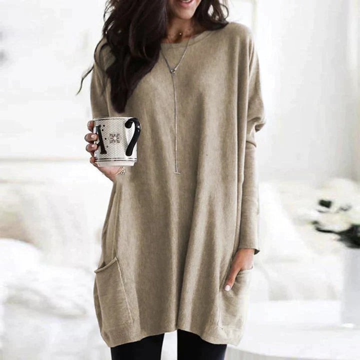 Dametop Oversized Tunika med Lange Ærmer
