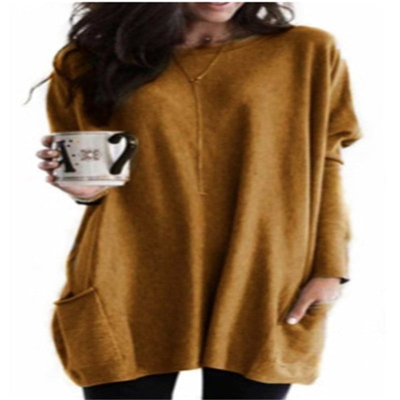 Dametop Oversized Tunika med Lange Ærmer