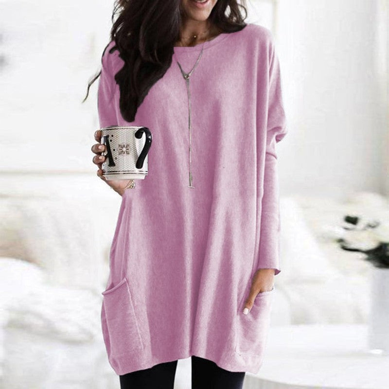 Dametop Oversized Tunika med Lange Ærmer