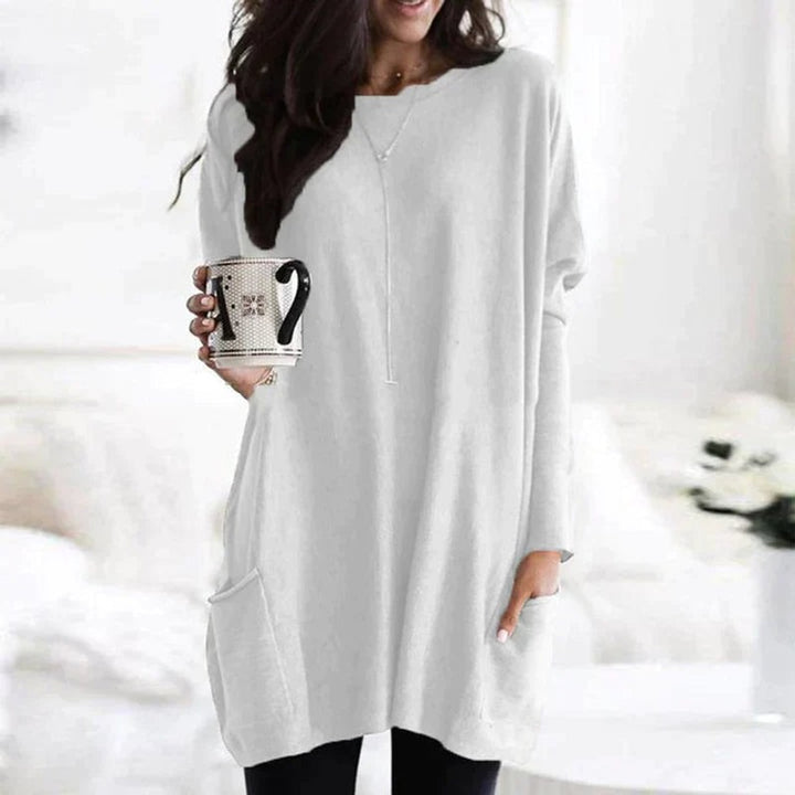 Dametop Oversized Tunika med Lange Ærmer
