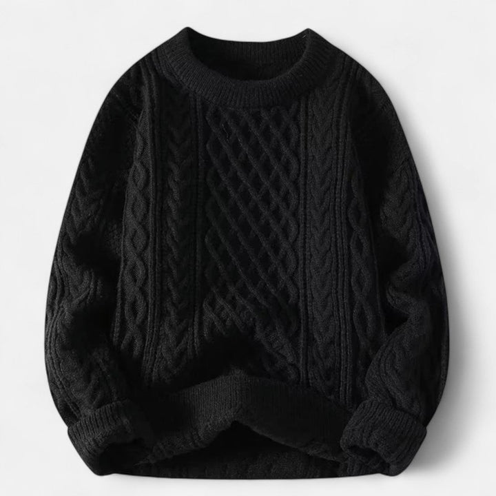 Herre Sweater med Kabelstrik - Rund Hals