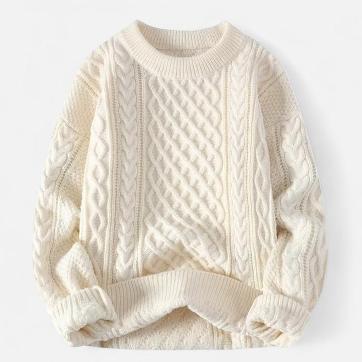 Herre Sweater med Kabelstrik - Rund Hals